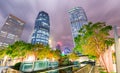 Hong Kong downtown skyscrapers at night Royalty Free Stock Photo