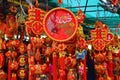 HONG KONG, CHINA - MARCH 13: Schop with souvenir and Chinese New Year decorations at the stalls outside Wong Tai Sin Temple on the