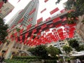 Hong Kong Flag Wanchai Lee Tung Wedding Card Street Road Couple Sculpture Outdoor Red China Flags National Day Promenade Boulevard