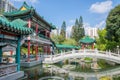 Hong Kong. Garden in the temple of Wong tai Sin. Royalty Free Stock Photo