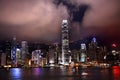 Hong Kong Harbor at Night from Kowloon Royalty Free Stock Photo