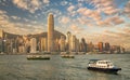 Hong Kong harbor at sunrise Royalty Free Stock Photo