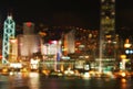 Hong Kong Harbour Blurry Night Scene Royalty Free Stock Photo