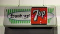 Hong Kong History Museum Fresh Up with 7up Signage Beverages Seven Up Soda Drinks Signage Retro Ads Plastic Light Box Sign Royalty Free Stock Photo