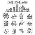 Hong Kong icon set in thin line style Royalty Free Stock Photo