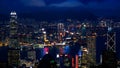 Hong Kong iconic night view from Victoria peak, Beautiful light Royalty Free Stock Photo