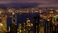 Hong Kong iconic night view from Victoria peak, Beautiful light Royalty Free Stock Photo