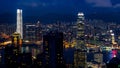 Hong Kong iconic night view from Victoria peak, Beautiful light Royalty Free Stock Photo