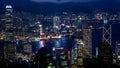 Hong Kong iconic night view from Victoria peak, Beautiful light Royalty Free Stock Photo