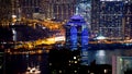 Hong Kong iconic night view from Victoria peak, Beautiful light Royalty Free Stock Photo