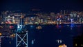 Hong Kong iconic night view from Victoria peak, Beautiful light Royalty Free Stock Photo