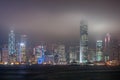 Night skyline centered around Bank of China tower, Hong Kong Island, China Royalty Free Stock Photo