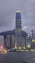 Hong kong island at night from the harbour views Royalty Free Stock Photo