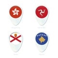 Hong Kong, Isle of Man, Jersey, Kosovo flag location map pin icon