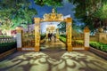 Illuminated landscaped garden of Hullett House in Tsim Sha Tsui, Hong Kong