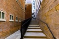 Hong Kong - January 18 2020 : Stair in the lane lead to the U-Shaped Staircase in Former Victoria Prison, Tai Kwun, Central Royalty Free Stock Photo