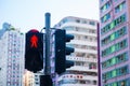 Hong Kong - January 10, 2018 :Traffic light with red light with Royalty Free Stock Photo