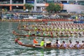 Dragon boat contest is begin for the duanwu festival.