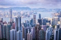 HONG KONG - JUNE 08, 2015: skyline of Hong Kong from Victoria Peak. Hong Kong.