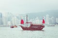 HONG KONG, JUNE 05, 2018 : Traditional Chinese wooden sailing sh Royalty Free Stock Photo