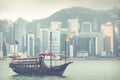 HONG KONG, JUNE 05, 2018 : Traditional Chinese wooden sailing sh Royalty Free Stock Photo