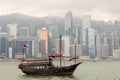 HONG KONG, JUNE 05, 2018 : Traditional Chinese wooden sailing sh Royalty Free Stock Photo