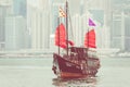 HONG KONG, JUNE 05, 2018 : Traditional Chinese wooden sailing sh Royalty Free Stock Photo