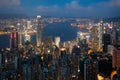 Hong Kong in Kowloon area skyline view from Victoria Peak in Hong Kong Royalty Free Stock Photo