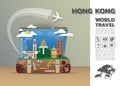 Hong kong Landmark Global Travel And Journey Infographic luggage Royalty Free Stock Photo