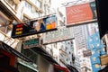 Central Soho street, old buildings and signboard in Hong Kong