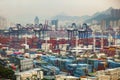 Hong kong - march15,2019 : large number of container box in shipping port of hong kong ,hong kong is one of most important vessel Royalty Free Stock Photo