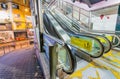 HONG KONG - MAY 12, 2014: Modern escalator at night. Hong Kong a Royalty Free Stock Photo