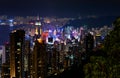 Hong Kong cityscape view from the Victoria peak at night Royalty Free Stock Photo