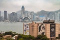 Hong Kong Museum of Art with in back skyline of Hong Kong Island, China