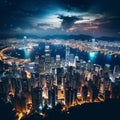 Hong Kong in the night with beautiful sky