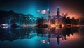 hong Kong night reflection, light and buildings Royalty Free Stock Photo