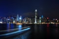 Hong Kong night scene - busy traffic Royalty Free Stock Photo