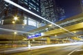 Hong Kong Night Scene with Traffic Light Royalty Free Stock Photo