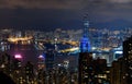 Hong Kong night skyline modern cityscape view from the Victoria peak Royalty Free Stock Photo