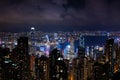 Hong Kong night skyline modern cityscape view from the Victoria peak Royalty Free Stock Photo