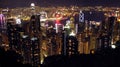 Hong Kong Night Skyline View from Victorias Peak Royalty Free Stock Photo