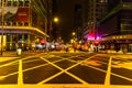 Hong Kong night street road travel landmark in Mongkok distract quiet no tourist and traveller. Royalty Free Stock Photo