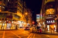 Hong Kong night street road travel landmark in Mongkok distract quiet no tourist and traveller. Royalty Free Stock Photo