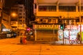 Hong Kong night street road travel landmark in Mongkok distract quiet no tourist and traveller. Royalty Free Stock Photo