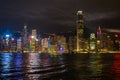 Hong Kong at night. View from Kowloon