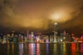 Hong Kong night view at Victoria harbor. Royalty Free Stock Photo