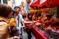 HONG KONG - NOVEMBER 26 2013: The busy LKF (Lan Kwai Fong Festival) in the party district of downtown central Hong Kong. Royalty Free Stock Photo