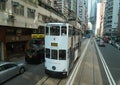 Iconic double decker tram in Hong Kong