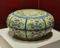 Hong Kong Palace Museum Antique Colorful Melon Box Floral Plant Butterflies Qing Painted Enamels Container Gold Copper-Alloy Core