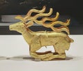 Hong Kong Palace Museum Antique Gold Deer Belt Buckle Plaque Reindeer Animal Motif Sculpture Fashion Design